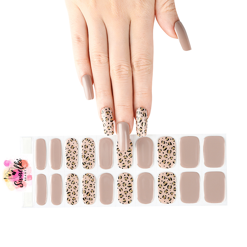 Leopard Print Nude Semicured Gel Nail Stickers