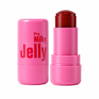Jelly Blush multi-use tinted balm stick in pink packaging with hydrating jelly formula for lips, cheeks and eyes.